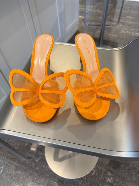 Gianvito Rossi Shoes - NIB Gianvito Rossi Orange suede and mesh Butterfly Slide 70mm Mules
